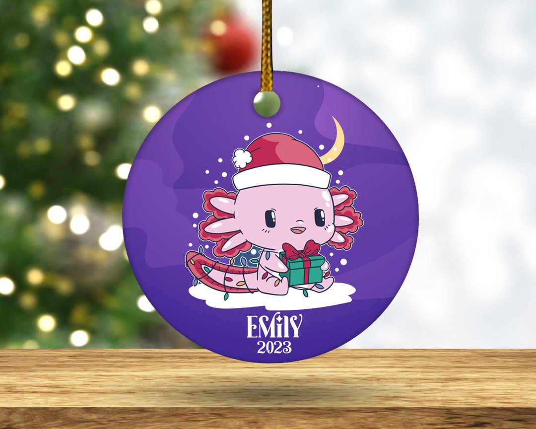 Personalized Axolotl Ornament Ceramic Ornament Xmas Tree Etsy