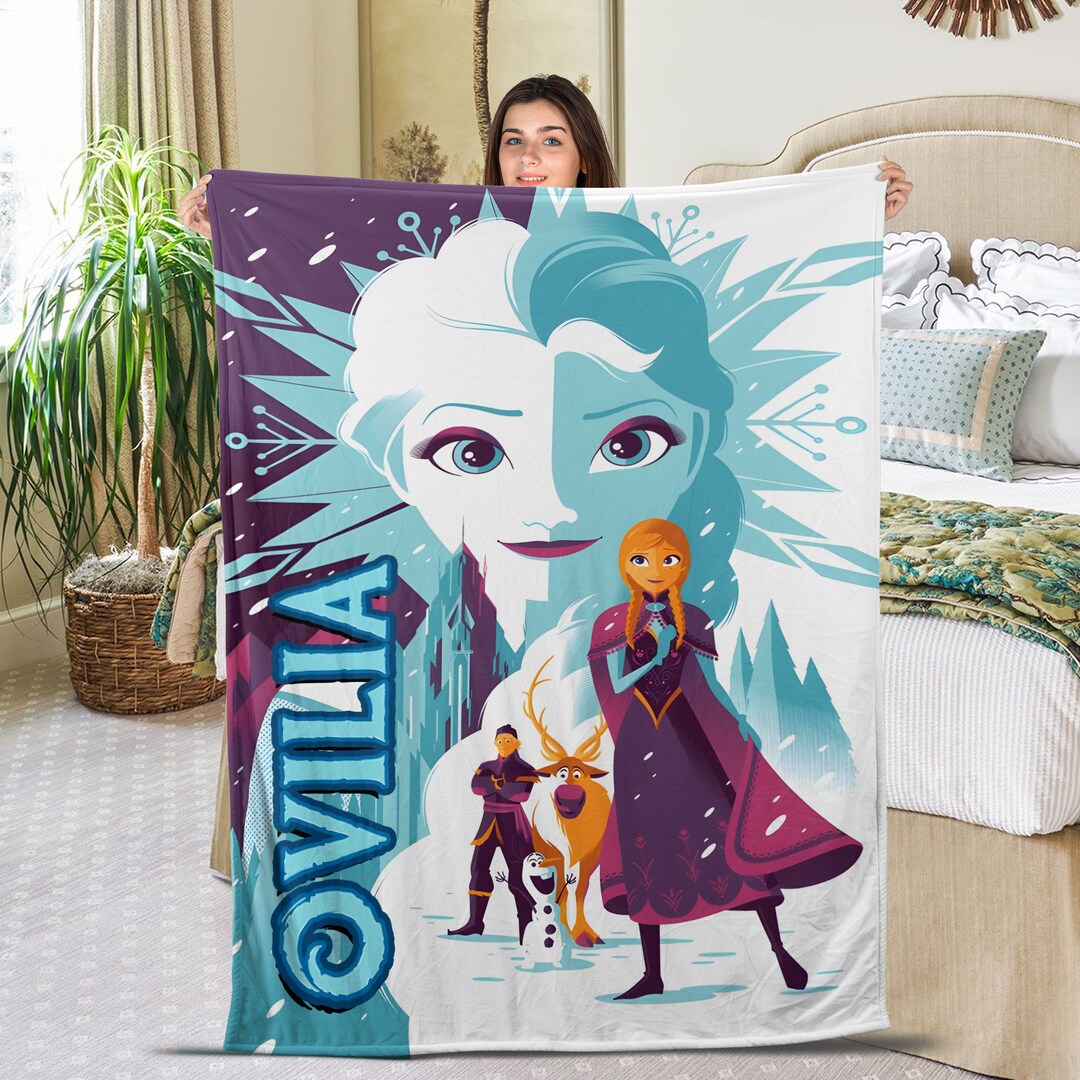 Disney Frozen Blanket Personalized Elsa Blanket Elsa Anna Etsy