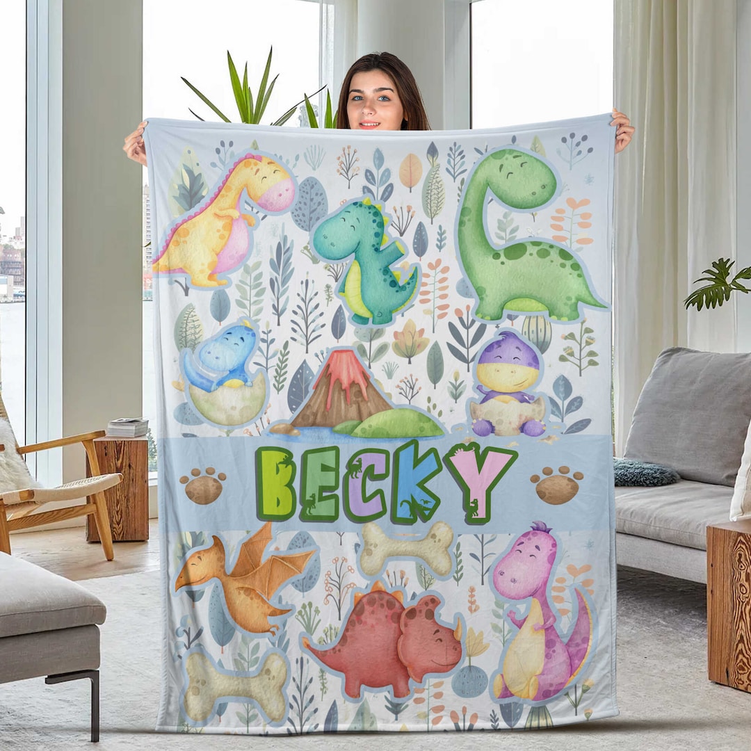 Personalized Dinosaur Blanket for Kids Dino Throw Blanket for Etsy