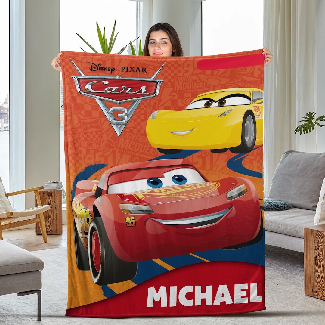 Personalized Lightning Mcqueen Blanket Disney Cars Blanket Etsy