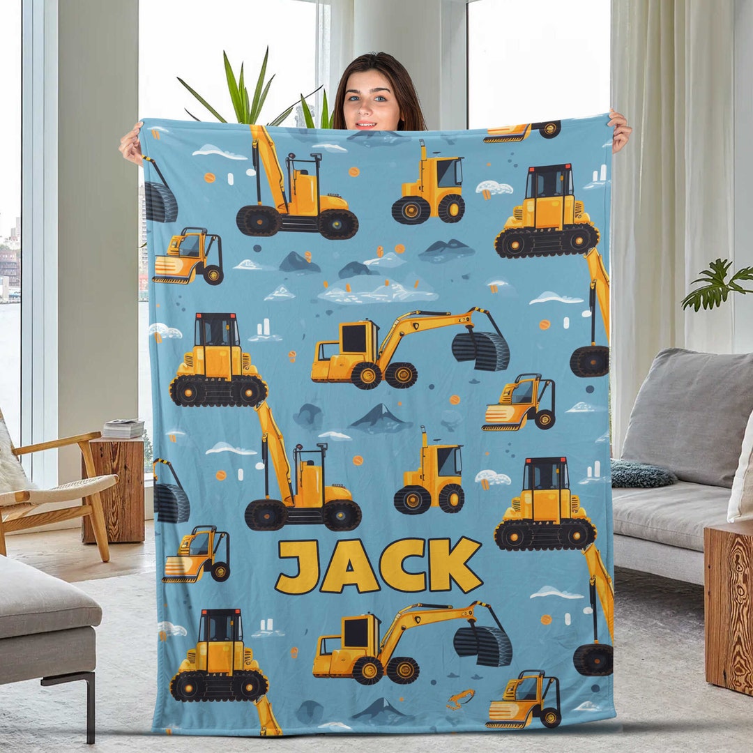 Construction Blanket Cute Vehicles Blanket Personalized Etsy