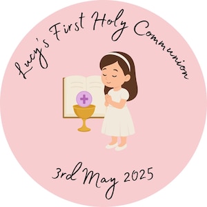 Pegatinas personalizables para niña del día de la Primera Comunión
