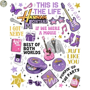 Collage PNG Hannah Montana, la vie Hannah Montana, sublimation de CD de guitare icônes Disney Miley des années 2000, téléchargement numérique Pop Star nostalgique