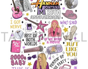 Aesthetic Hannah Montana Collage PNG, The Life Hannah Montana, Retro Disney Miley 2000s Icon Guitar, Nostalgic 2000s Pop Star Digital File