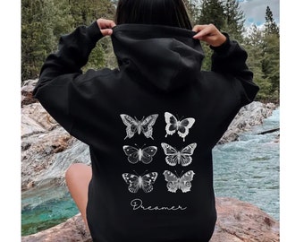 Schmetterlings Kapuzenpullover, Butterfly Hoodie, Sommer Boho Schmetterling Hoodie, Natur Floral Schmetterling Hoodie, Butterfly Sweater