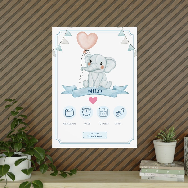 Personalisiertes Geburtsbild A4 – Mit Namen, Datum, Uhrzeit & Gewicht, Individueller Kunstdruck Als Baby-Geschenk, Junge Oder Mädchen