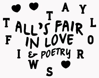 Taylor Swift Love & Poetry | Swiftie PNG Heart Incorporating Her Tagline For The Tortured Poets Department | Transparent Background