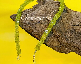 Echte peridot-armband, peridot Heishi vierkante kralenarmband, groene peridot kristal vriendschapsarmband, peridot augustus geboortesteen cadeau