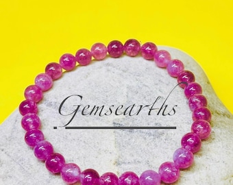Natural Pink Agate Gemstone Bracelet Handmade Crysta