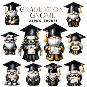 Afstuderen Gnome aquarel clipart, gefeliciteerd kabouters, vieren, felicitatie kaart, kaart, gefeliciteerd cadeau - commercieel gebruik