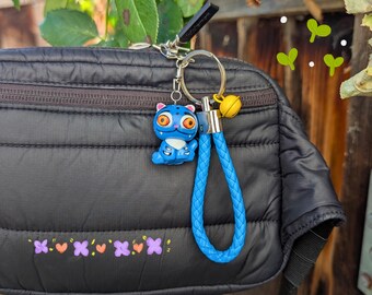 Derpy Tiger Handmade Clay Keychain | Kawaii Kpop Hunters Cartoon Animal Charm | Mini Anime Backpack Pendant | Desk Accessory Gift
