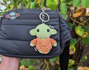 Green Baby Alien Crochet Plush Keychain | Cute Handmade Plush Bag Charm | Kawaii Sci-Fi Inspired Gift