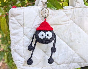 Soot Sprite Crochet Keychain | Handmade Black Dust Ball Charm | Cute Amigurumi Plush | Anime-Inspired Bag Accessory