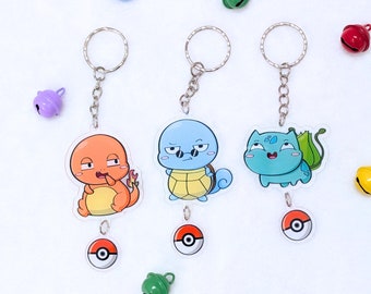 Poke Acrylic Keychain | Durable, High-Quality Charm for Backpacks , Keys & Gifts for Poke Go Game Fans | Cartoon Anime Unique Accessory