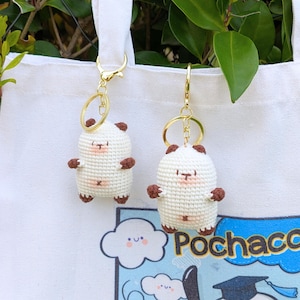 Chubby Cat Handmade Crochet Keychain - Cute Kawaii Plush Bag Charm | Cartoon Kitten Gift | Soft Plush Keyring for Accessories