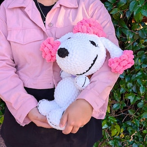 Fifi Poodle Snoop Girlfriend Crocheted Plush | Kid Friendly Animal Plushies | Cute Cartoon Poodle Dog Soft Toy | Comic Handmade Gifts