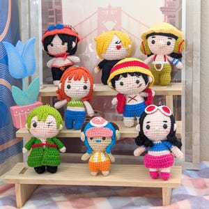 Straw Hat Pirates Anime Crochet Keychains | Cute Figure Doll Bag Charm | Bag Pendant Decoration Gift