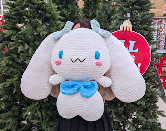 Big Cinnamon Roll Crocheted Plush | Kawaii Cloud Dog | Japanese Anime Characters Plush | Stuffed Cartoon Animal | Handmade Gifts