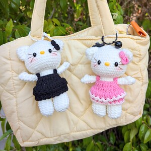 Kawaii Kitty Crochet Plush Bag Charm |  Kawaii Soft Cartoon Characters Keychain | Anime Cat Toy Gifts
