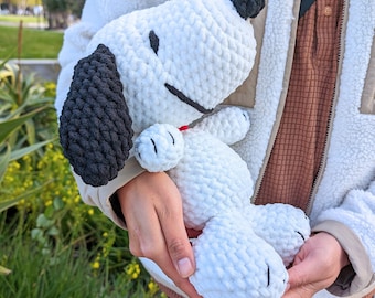 Snoop Beagle Dog Crocheted Plush | Kid Friendly Animal Plushies | Amigurumi | Cute Cartoon Dog Soft Toy | Comic Handmade Gifts