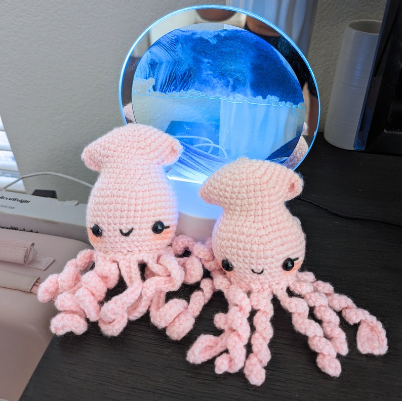 Baby Squid Crocheted Plush, Animal Plush, Crochet Squids, Cute Animal