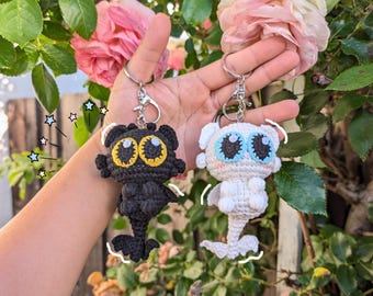 Fantasy Dragons Crochet Keychains | Cartoon Creatures Handmade Charm | Cute Black Dragon Plush Bag Accessory