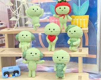 Porte-clés peluche au crochet créature phosphorescente | de sac souple fait main | Cadeau inspiré d'une mini figurine mignonne | Accessoire kawaii pour sacs et sacs à dos