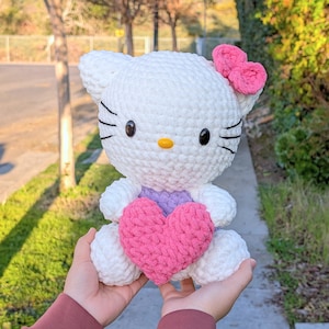 Hello Cute Kitty Heart Customizable Crocheted Plush |  Kawaii Soft Cartoon Characters Plushies | Anime Buddy Toy Gifts