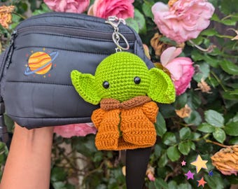 Green Alien Baby Crochet Keychain | Cute Handmade Plush Bag Charm | Kawaii Sci-Fi Inspired Gift
