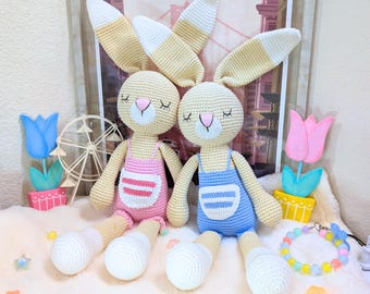 Sleeping Bunny Crochet Plushie | Kid-Friendly Soft Toy | Cute Handmade Stuffed Animal Gift | Kawaii Rabbit Plush | Baby Shower Presents
