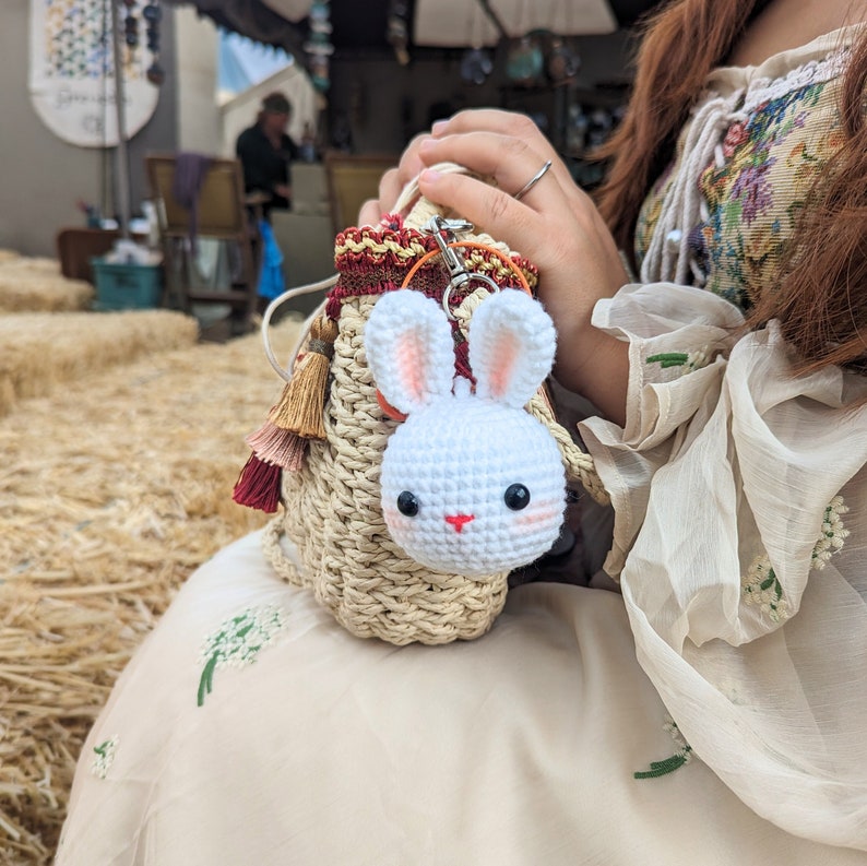 Bunny Kawaii Crocheted Plush Keychain, Rabbit, Animal Plush, Bunny Keychain, Stuffed Toy