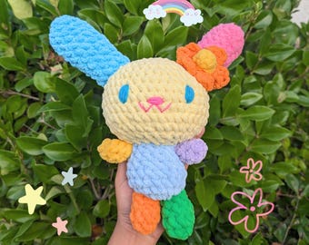 Pastel Bunny Crochet Plushie – Handmade Soft Animal Doll, Safe for Kids, Adorable Kawaii-Inspired Gift for All Ages