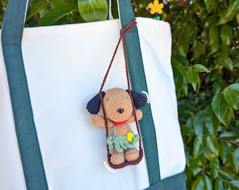 Snoo Hula Beagle Dog Handmade Crochet Hanging Plush | Hawaiian Bag Charm | Car Rearview Mirror Ornament | Cute Gift  Accessory
