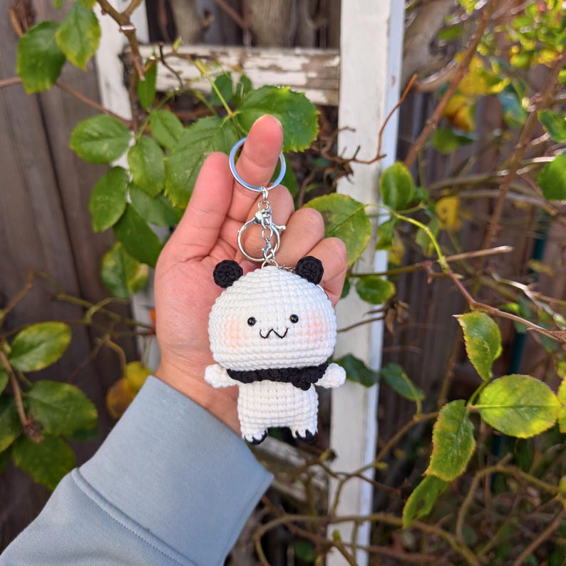 Panda and Brown Bears Handmade Crochet Keychain | Cute Dudu Bubu Couple Bear Bag Charm | Kawaii Cartoon Amigurumi Gift Bubu