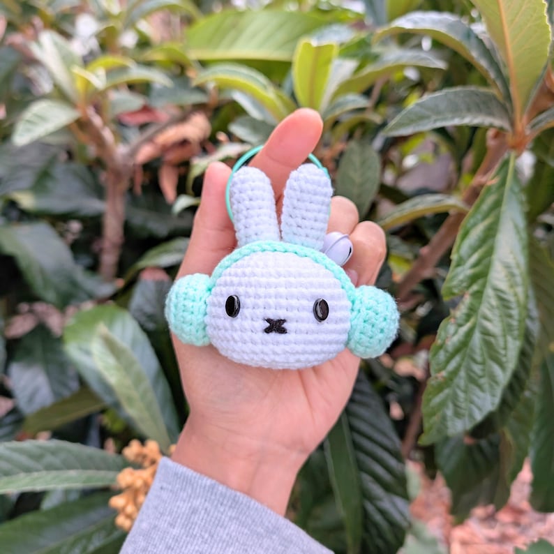 Bunny Customizable Earmuffs Crocheted Plush Keychain | Little Rabbit | Cartoon Stuffed Animal | Handmade Keychains | Cute Animal Gifts image 7