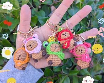 Capybara Colorful Crocheted Keychain | Cute Cartoon Car Keyrings | Kawaii Bag Charm Gifts