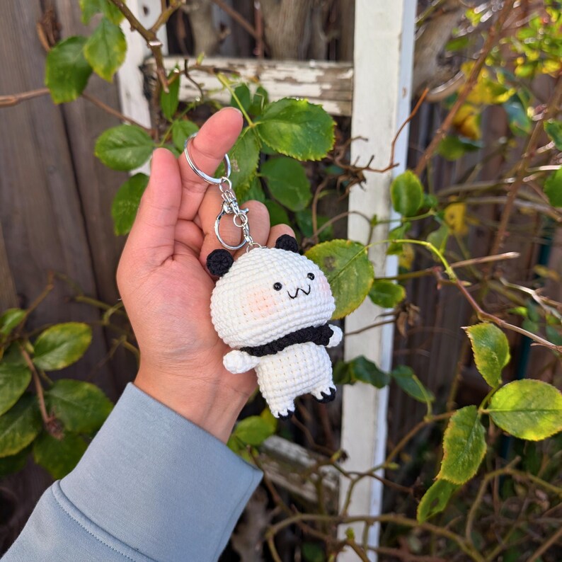Panda and Brown Bears Handmade Crochet Keychain | Cute Dudu Bubu Couple Bear Bag Charm | Kawaii Cartoon Amigurumi Gift image 8