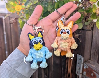 Blue Heeler Puppy Crochet Keychain | Handmade Cartoon Dog  Plush Keyring | Kawaii Bag Charm | Gift for Dog Lovers