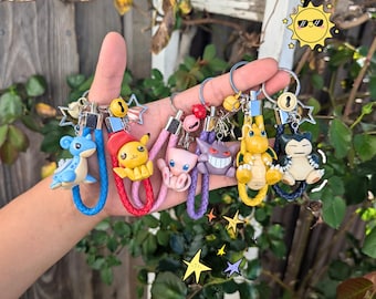 Cartoon Fantasy Monster Clay Keychains | Handmade Kawaii Character Wrist Strap Charms | Cute Bag Charm Gift