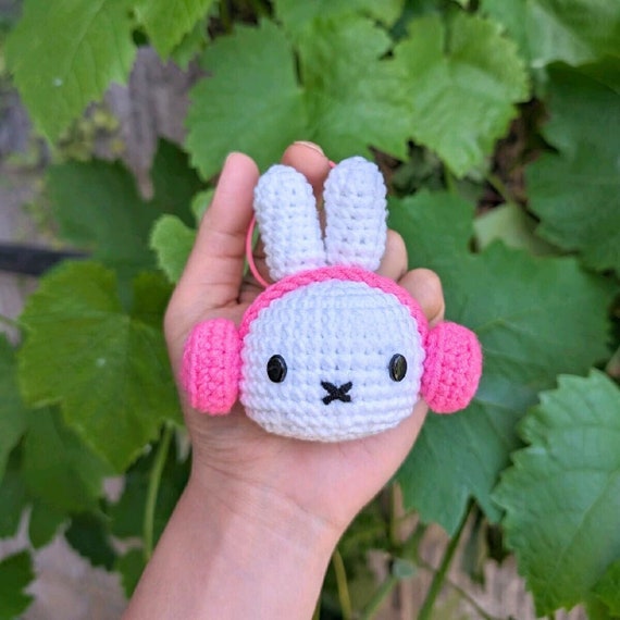 Bunny Customizable Earmuffs Crocheted Plush Keychain | Little Rabbit | Cartoon Stuffed Animal | Handmade Keychains | Cute Animal Gifts