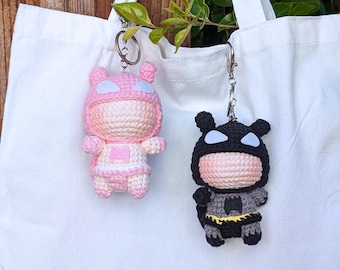 Bat Superhero-Inspired Crochet Plush Keychain | Handmade Amigurumi Toy | Cute Hero Gift for Fans and Collectors