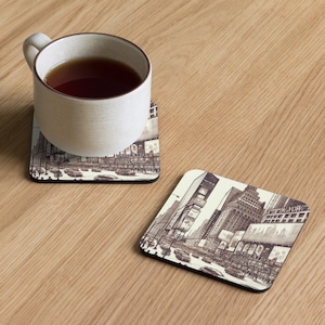 Times Square New York City Cork-Back Coaster: The Heartbeat of NYC at Your Table