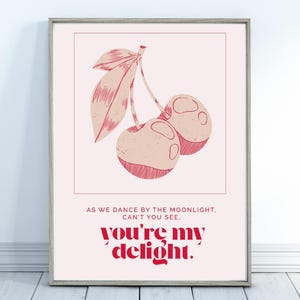 Lady (Hear Me Tonight) Modjo Lyrics Cherry Pink Red Poster | Minimalist House Music Print | Y2K Dance Decor | Instant Download