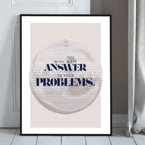 Music Is the Answer Lyrics Poster | Minimalist House Music Print | Y2K Dance Decor | Instant Download
