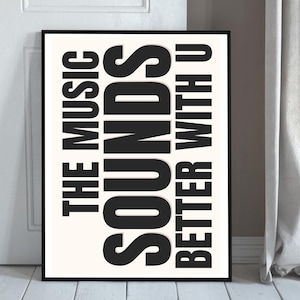 House Disco Funky Ibiza Dance Music Print | Muzyka brzmi lepiej | Kula dyskotekowa | Natychmiastowe pobieranie cyfrowe | Plakat muzyczny Sztuka ścienna Typografia