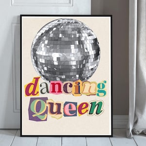 Print Dancing Queen discobal: retro Abba-muurkunst (digitale download)