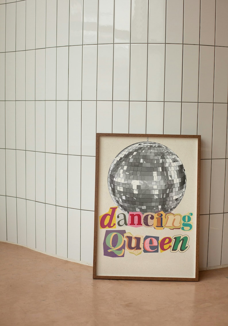 Dancing Queen Disco Ball Print: Retro Abba Wall Art (digital Download ...