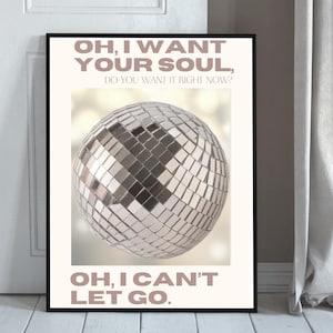 Neutral Disco Ball Wall Art | Armand Van Helden I Want Your Soul Lyrics | Minimalist House Music Print | Y2K Dance Decor | Instant Download