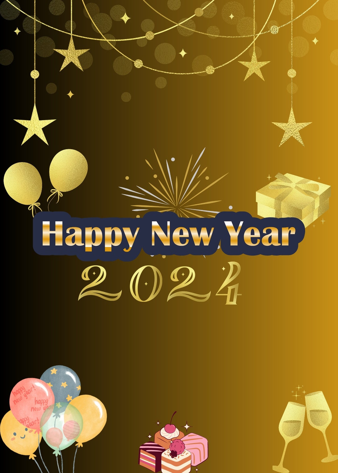 Happy New Year Card, Beautiful Printable New Year Card, Foldable ...