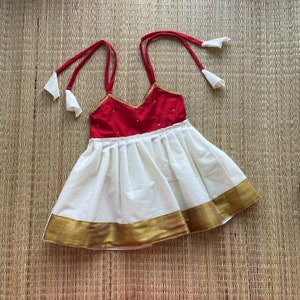 Baby Girl's Halter Neck Silk Frock for Baby Girl | Red Shoulder Knot Dress | Baby Girl Outfits | Birthday dresses for kids | Ethnic Wear